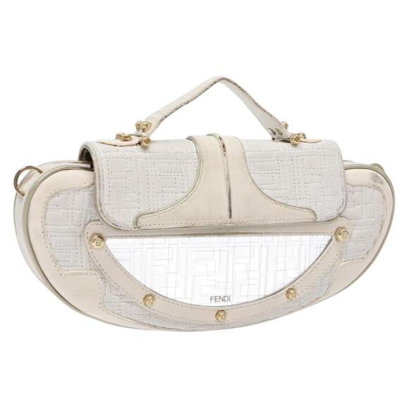 FENDI Zucca Canvas Hand Bag White Gold - Picture 1 of 13